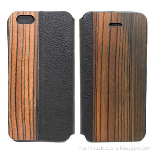 Slim PU Wood Sleeve Wallet Design for iPhone 5S